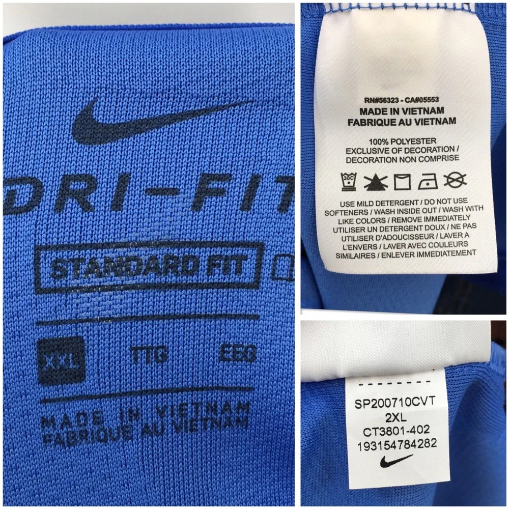 Nike Tiger Woods TW Dri-FIT Golf Polo Shirt Mens XXL Blue Geometric Standard Fit